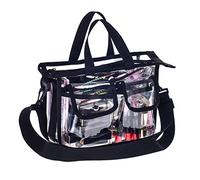 Jula Vance Medium Clear PVC Makeup Artist Set Bag Transparent Cosmetic Storage Bag Travel Make up Kits Organizer MUA Bag Stadium Approved Clear Tote Bag with Removable Shoulder Strap, Clear