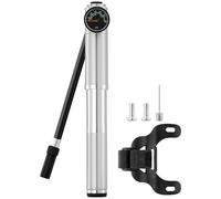 JULAI Mini Bike Pump with Gauge, Portable Frame Pump - Shock Inflator for Fork and Rear Suspension - Fits Presta & Schrader Valves - Lightweight for Road Mountain & BMX Bikes - High Pressure 300 PSI