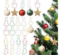 JULBEAR 120 Pcs Christmas Decorative Ornament Hooks Ornament Bendable Metal Wire Hanging Hooks Tree Present Stocking Gingerbread Man Hooks for Xmas Tree Garland Holiday Home Decor