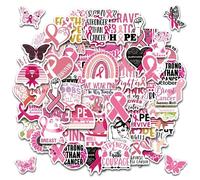 JULBEAR 200Pcs Breast Cancer Stickers, Breast Cancer Awareness Stickers Pink Ribbon Stickers Caring for Women's Health Water-Repellent Vinyl Stickers Decals for Laptop Bike