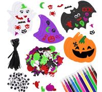 JULBEAR 276 Pcs Halloween Foam Stickers, Glitter Crafts DIY Make Your Own Kits, Adhesive Foam Art for Kids Halloween Decoration Party Supplies