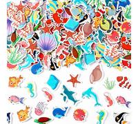 JULBEAR 300 Pieces Ocean Stickers,Sea Fish Foam Sticker Bulk Self-Adhesive Creature Tropical Fish Sea Turtles for Arts Crafts Ocean Theme Party Favors Decoration Home DIY Supplies