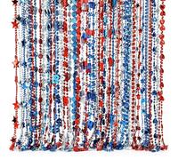 JULBEAR 45PCS 4th of July Beaded Necklace, Patriotic Independence Day Beaded Necklaces in Red White and Blue USA Flag Star Beads for Parade Party Favors and Celebration Decorations