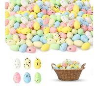JULBEAR 50PCS Mini Easter Egg Decorations, Easter Multi-color Foam Egg Decorations, Artificial Bird Eggs, Party Decorative Easter Eggs, Speckled Eggs for Kid Art Crafts Supplies Basket Stuffers Assor