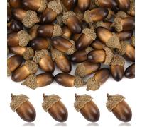 JULBEAR 80 Pack Artificial Acorns, Natural Fake with Acorn Cap for DIY Crafting Autumn Thanksgiving Festival Decoration Christmas Tree DIY Home Table Decor