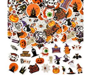 JULBEAR Halloween Bulk Foam Stickers, 300 Pieces Pumpkins Jack Ghost Bats Monster Color Printing Pattern Self-Adhesive Foam Stickers for Crafts Holiday Cards Home Halloween Party Decoration Supplies