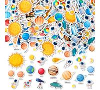 JULBEAR Spaces Foam Sticker for Kids Crafts, 300Pcs Bulk Colorful Planet Astronaut Rocket Self-Adhesive Foam Stickers for Kids Birthday Party DIY Crafts Favor Scrapbooks Decorations Supplies