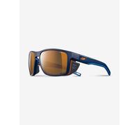 Julbo Shield blue sunglasses with Cameleon photochromic mirrored polarised dark brown lenses