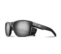 Julbo Shield M Mountain Sunglasses for Men & Women w/Removable Spandex Shields for Hiking, Skiing, Snow - 100% UV Protection, Back/White Frame - Brown Lens W/ Silver Mirror (Spectorn 4), M