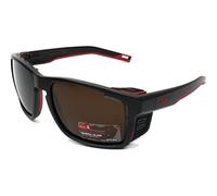 Julbo Shield black red sunglasses with Alti Arc 4 mirrored black lenses