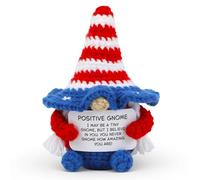 JULEASEL Crochet Positive Gnome Emotional Support Gift, Handmade Knitted Gnome Decor for Desk, Office, Independence Day 4th of July Gift for Friends, Family, Coworkers, Women & Men