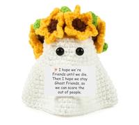 JULEASEL Glow in The Dark Ghost, Mini Positive Crochet Ghost, Cute Halloween Spooky Gifts for Women Men Friends, Halloween Home Decoration