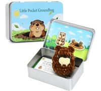 JULEASEL Little Pocket Groundhog, Knitted Groundhog Figurine, Cute Collectible Gift, Groundhog Day Decor, Travel Buddy, Gift for Friends, Coworkers