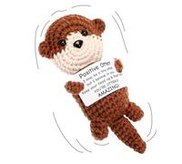 JULEASEL Mini Funny Positive Crochet Otter Emotional Crochet Animals Sea Otter Gifts Knitted Doll Encouragement Cheer Up Birthday Graduation Gifts for Women Men Coworkers Teens