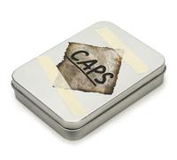 JULEASEL Nukea Cap Stash with 20 Red Bottle Caps, Wasteland inspiration Post-apocalyptic Metal Tin Cap Stash,4.6 * 3.4"