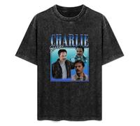 Juleen Fashionable Men's Retro T-Shirt Charlie Swan Billy Burke Cotton T-Shirt Black XXL