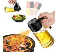 JULEHUI With Stickers 16oz Olive Oil Sprayer for Cooking - 2 in 1 Spray & Pour Olive Oil Dispenser - 470ml Glass Spray Oil Bottle - Kitchen Gadgets