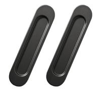 Juleioube 2 Pack Self-Stick Sliding Door Pulls Multifunctional Matte Black Metal Sliding Door Pulls150mm Flush Door Handles for Cabinets Windows Refrigerators Furniture Drawers Glass Doors