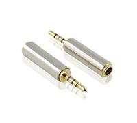 Juleioube 2 PCS 2.5mm Male to 3.5mm Headphone Adapter Converter Gold 2.5mm Male Balanced 4 Ring Connector Durable Audio Adapter Converter for Smartphones Headphone Mic