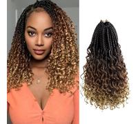 Julen Boho Crochet Braids with Curly Ends 12 Inch Goddess Bohemian Crochet Hair Pre Looped 3 x Box Crochet Braids for Black Women Ombre Colors 4-30-27