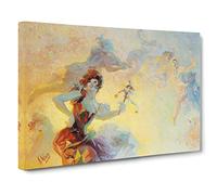 Jules Cheret Artwork No.1 Classic Painting Canvas Wall Art Print Ready to Hang, Framed Picture for Living Room Bedroom Home Office Décor, 24x16 Inch (60x40 cm)