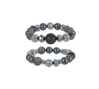 Jules D. Chunky Faux Pearl Beaded Bracelets Elastic Stackable Stretch Bracelet Set for Women Fashion Jewelry, L, Glass Metal, no gemstone