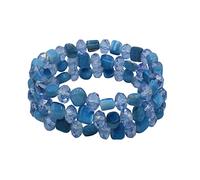 Jules D.Multi Rows Stackable Stretch Bracelet Colorful Shell Glass Boho Bracelets Trendy Costume Jewelry Gifts for Women, 8 inches, Mop Shell, no gemstone