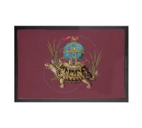 Jules Verne Fantasy Art Surrealism Collage Turtle Ship Doormat Red 75 x 50 cm
