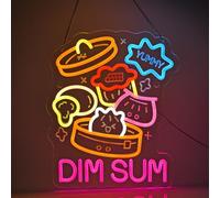JULHOVR DIM SUM Neon Sign,Dumpling Asian Food LED Light Wall Decor Sign