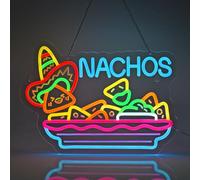 JULHOVR Nachos Neon Sign, Neon Lights Hanging Wall Art Decoration for Business Restaurant Store Shop Market Food Truck Home Decor, USB Powered Ultra Bright Dimmable,15.75×11.8inches