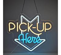 JULHOVR PICK-UP Here Neon Sign, Neon Lights Hanging Wall Art Decoration for Restaturant Shop Bar Market Bakeries Café Celebration Home Decor, USB Powered Ultra Bright Dimmable,14.57×12.6inches