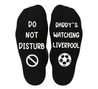 JULI Daddy's Watching Liverpool Socks, Funny Do Not Disturb Socks for Men, Personalised Gift for Dad, Husband, Football Fan Novelty Socks for Birthday, Christmas, Father's Day