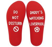 JULI Daddy's Watching Liverpool Socks, Funny Do Not Disturb Socks for Men, Personalised Gift for Dad, Husband, Football Fan Novelty Socks for Birthday, Father's Day (Red)