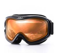 Juli Ski Goggles Winter Snow Sports Snowboard Protective Goggles with Anti Fog UV Protection Double Lens for Men Women and Youth, Schwarz/Orange(VLT 25.4%)