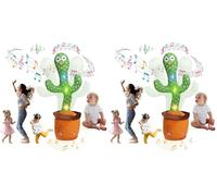 JULI Talking Cactus Toy, Singing Dancing, Repeats What You Say, Interactive Baby Cactus Toy, Voice Recording, Light-up Sensory Plush Toys Gifts for Boys Girls Kids & Adults, Songs (Pack of 2)