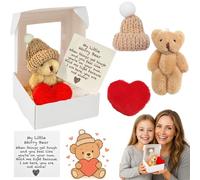 JULI Worry Bear Hug in a Box, Pocket Worry Bear with Red Heart & Comfort Card, Emotional Support Plush Toy, Positive Pocket Hug Gift for Kids & Adults, Stress Relief Stuffed Animal, Comfort Gift