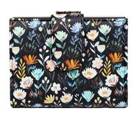 Julia Buxton RFID Blocking Wallet with Card Slots & Coin Pocket, Snap Closure Trifold Purse Organizer for Women, Bed of Flowers, 1.5"D × 5.25"W × 4"H