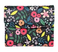 Julia Buxton Solid Pebble Vegan Leather Mini Trifold Wallet with RFID Blocking, Credit Card Slots, Utility Pocket & ID Window, Ideal for Travel, Daily Use, Gift Choice,Floral Wonderland