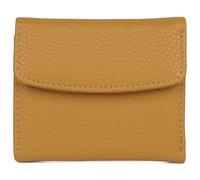 Julia Buxton Solid Pebble Vegan Leather Mini Trifold Wallet with RFID Blocking, Credit Card Slots, Utility Pocket & ID Window, Ideal for Travel, Daily Use, Gift Choice,Mustard Yellow
