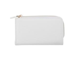 Julia Buxton USA Women's Fashionable L Zip Snap Premium Faux Leather Wallet, Summer White
