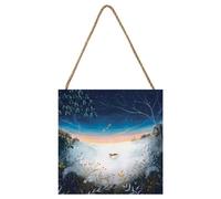 Julia Crossland A Winter Dawn Wooden Block Blue/white (20Cm X 20Cm X 2.7Cm)