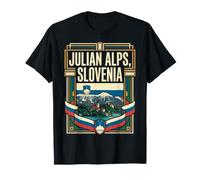 Julian Alps Slovenia Flag Bled Lake Vintage Art T-Shirt