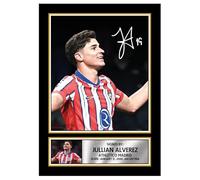 Julian Alvarez Signed Poster Print - Atlético Madrid Tribute Wall Art with Autograph Panel - Argentina Striker Memorabilia for Fans and Collectors, A4 Poster + Black Frame