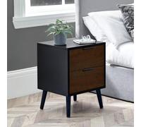 Julian Bowen Alba 2 Drawer Bedside - Walnut/black