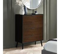 Julian Bowen Alba 4 Drawer Walnut Oak and Matt Black Wide Chest of Drawers - Multi - Wilko
