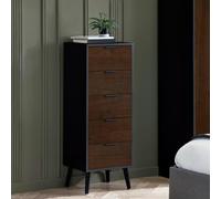 Julian Bowen Alba 5 Drawer Chest - Walnut and Black