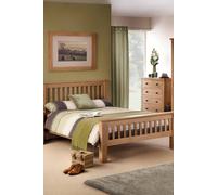 Julian Bowen Amsterdam Oak Bed High Foot End King, Brown