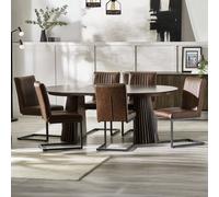 Julian Bowen Arya Ext Round Dining Table & 6 Brown Chairs