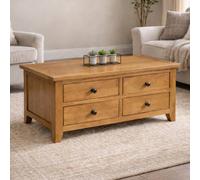 Julian Bowen Astoria 4 Drawer Storage Rectangular Coffee Table, Solid Oak Wood, Height: 50 X Width: 100 X Depth: 60Cm