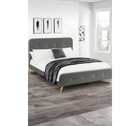 Julian Bowen Astrid King Grey Button Headboard Linen Style Fabric Bed Julian Bowen Grey King